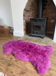 hot pink genuine sheepskin rug