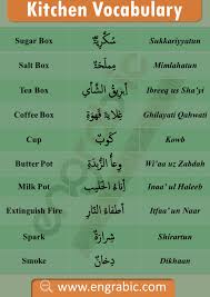 kitchen item names voary in arabic