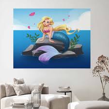 Mermaid Wall Decor In Canvas Murals