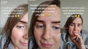 red faced after eyeliner tattoo blunder