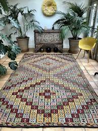 large turkish kilim rug gently faded