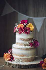 wedding cake decorated with fresh