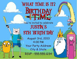 Adventure Time Birthday Party Invitations Custom Personalized