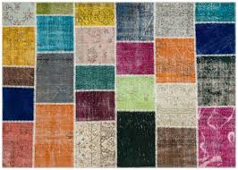 real hand knotted tumbled patchwork rug