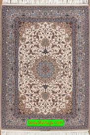 beige wool silk isfahan rug
