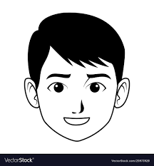indian boy face avatar cartoon in black