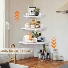 Set Of 3 Wood Corner Floating Shelves