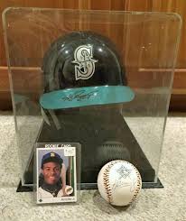 Buy from many sellers and get your cards all in one shipment! Ken Griffey Jr Autographed Helmet All Star Game Baseball And Ud Rookie Card 1826595384