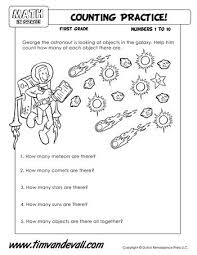 Astronauts are sometimes called cosmonauts, and they are people trained specifically for human spaceflight. Space Math Counting Sheet For Kids Science Worksheets Worksheets For Kids 1st Grade Science