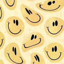 trippy smiley faces fabric wallpaper