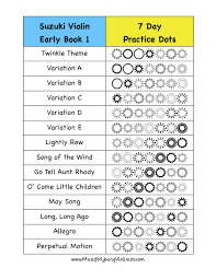 Suzuki Violin Early Book 1 Practice Chart Happy Music