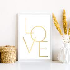 Gold Love Typography Printable Wall Art