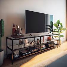 Minimalistic Metal And Glass Tv Stand
