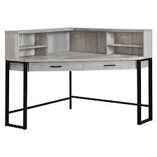 This l shaped desk has 2 large storage drawers and 1 file drawer to keep everything organized ; Monarch Specialties Monarch Corner Computer Desk Grey Reclaimed Wood 48 In Rona