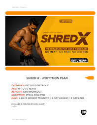 shred x nutrition plan by guru mann