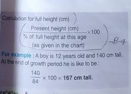 calculation for full height cm