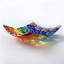 Fused Glass Bowl Rainbow Fused Glass
