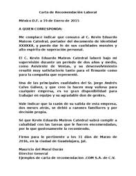 Ejemplo Carta De Recomendacion Laboral Download Documents