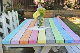 colorful picnic table makeover craft