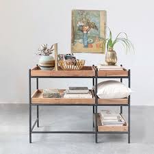 Mango Wood And Metal Console Table With