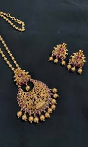 antique south indian pendant set with