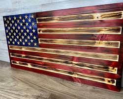 Buy Wood Burnt American Flag Wall Art