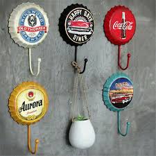 retro beer bottle caps hook tin sign