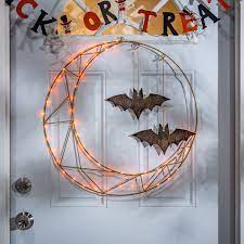 gil 2666460ec 24 in lighted chagne metal halloween wreath with bats decor