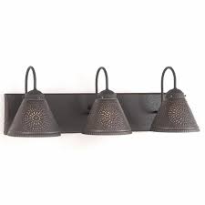 Vanity Light Wood Metal With 3 Punched Tin Lamp Shades Rustic Wall F Saving Shepherd