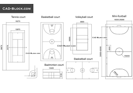 courts fields dimensions free autocad