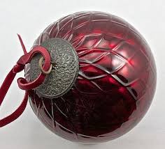 Antique Kugel Ornament Cranberry Red