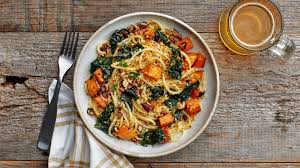 winter squash and kale pasta with pecan