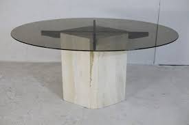 Dining Table With Stone Base And Smoked