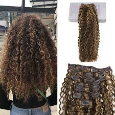 The darker roots astonishingly blend with the blonde tones, and the outcome is breathtaking. Buy Moresoo 24 Inch Curly Hair Extensions Human Hair Brown And Blonde Highlights Clip In Afro Kinkys Curly Natural Color For Women Full Head Set 7pcs 120g Online At Low Prices In India