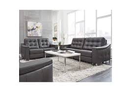 parker motion storm gray leather sofa