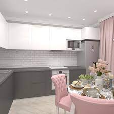 Серо розовая кухня в интерьере - 70 фото