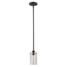 Dsi Brooklyn Collection 1 Light Black Mini Pendant With Clear Glass Shade Ds18108 The Home Depot