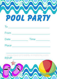 Printable Pool Party Invitation Pool Party Birthday