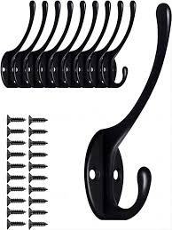 10pcs Black Wall Mounted Hooks For