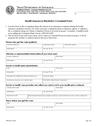 Complaint form submitting your complaint please fill out all portions of the complaint and authorization forms and sign the form at the end. Fillable Online Health Insurance Mediation Complaint Form Texas Department Of Fax Email Print Pdffiller