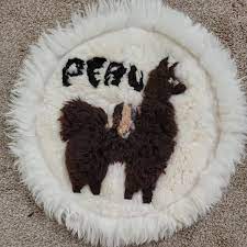 vtg peru handmade alpaca llama fur rug