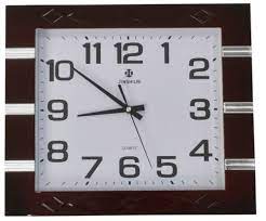 35cm Rectangle Wall Clock Maroon Frame