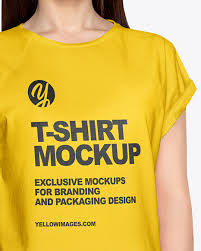 Woman In T Shirt Mockup In Apparel Mockups On Yellow Images Object Mockups