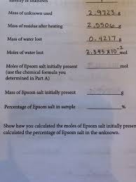 solved how many moles of epsom salt are