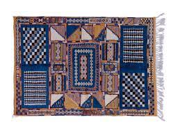 kilim rug cotton and wool blue gray