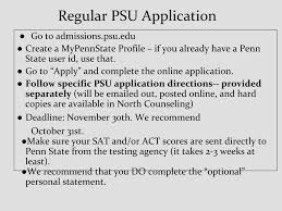 college application process state college area high school ppt regular psu application