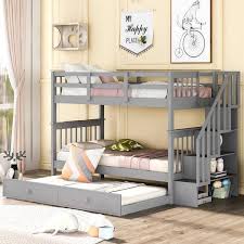trundle wood kid bunk beds