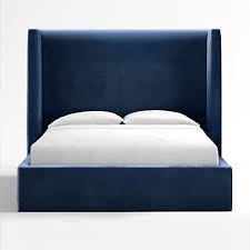 Arden Velvet Navy Upholstered Queen Bed