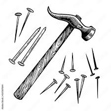 claw hammer and nails for repair work