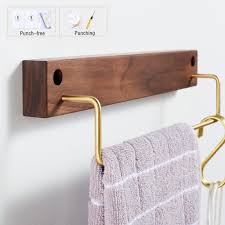 Solid Wood Towel Rack Bathroom Wall